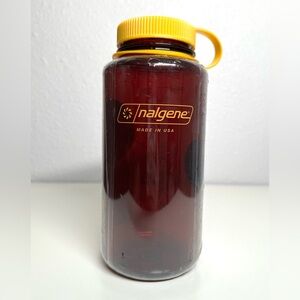NWT Nalgene Sustain Bottle Wide Mouth Laker Red With Yellow Cap